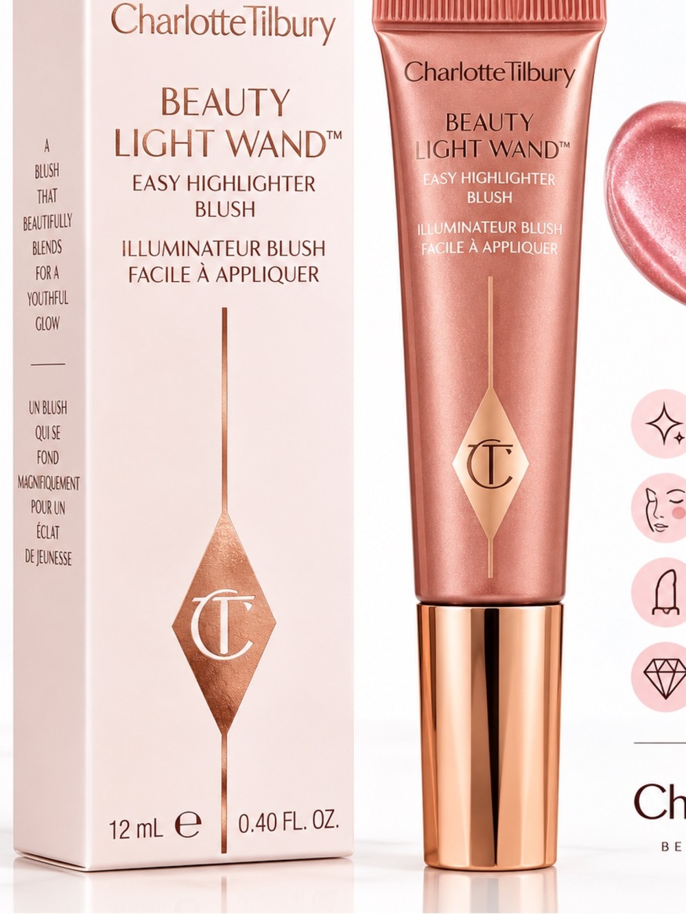Charlotte Tilbury Glowgasm Beauty Light Wand High Blush: Pinkgasm, 12ml, NIB